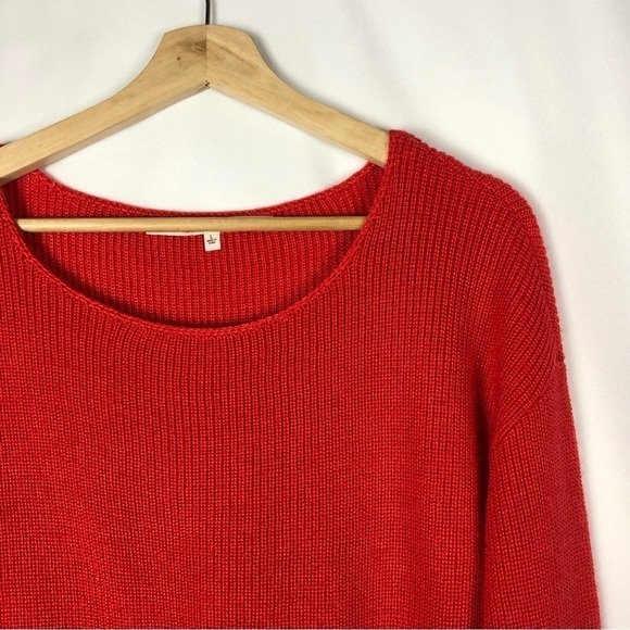 Rachel Roy Red Wide Round Neck Pocket Front Knit Sweater L - Picture 3 of 4